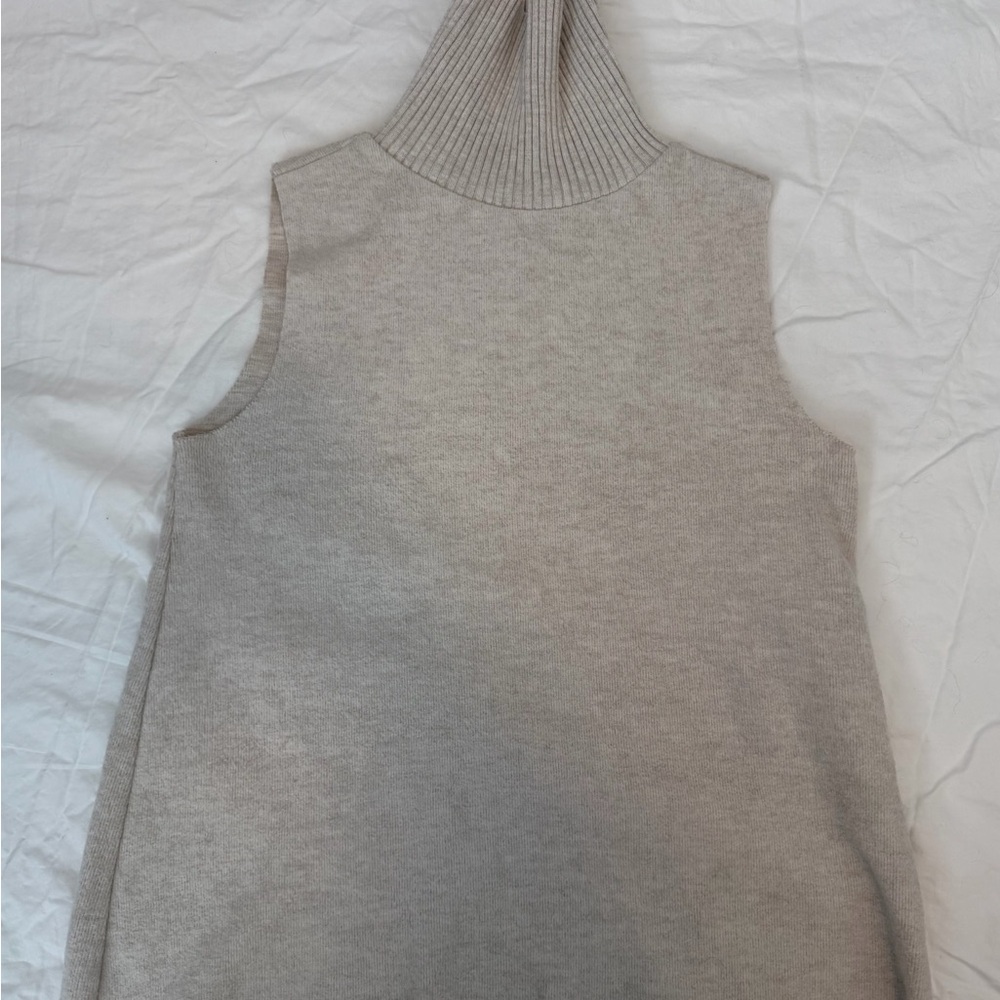 Zara Beige Sleeveless Turtleneck Sweater